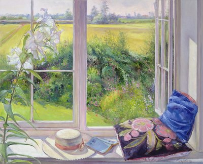 Window Seat and Lily, 1991 by Timothy Easton